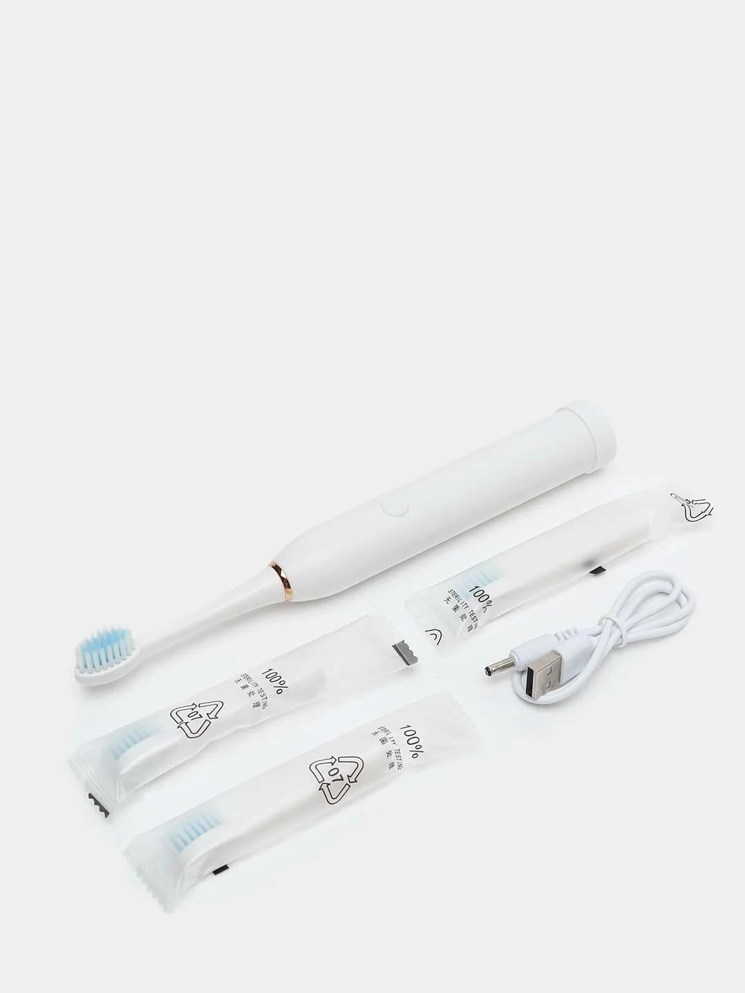 Черный электрическая звуковая зубная щетка 6 режимов 4 насадки SONIC TOOTHBRUSH X-3