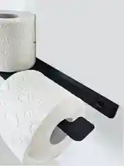 Черный держатель для туалетной бумаги с полочкой для телефона