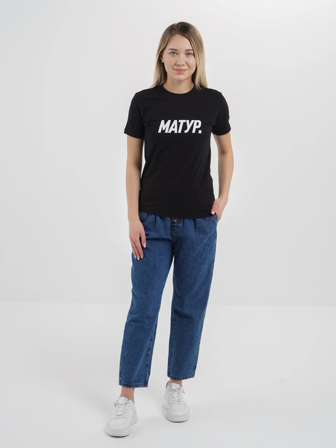 Футболка Seletstore с татарским принтом "Матур.", унисекс, хлопок, черная