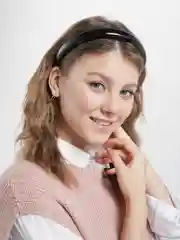 Бежевый кожаный ободок для волос