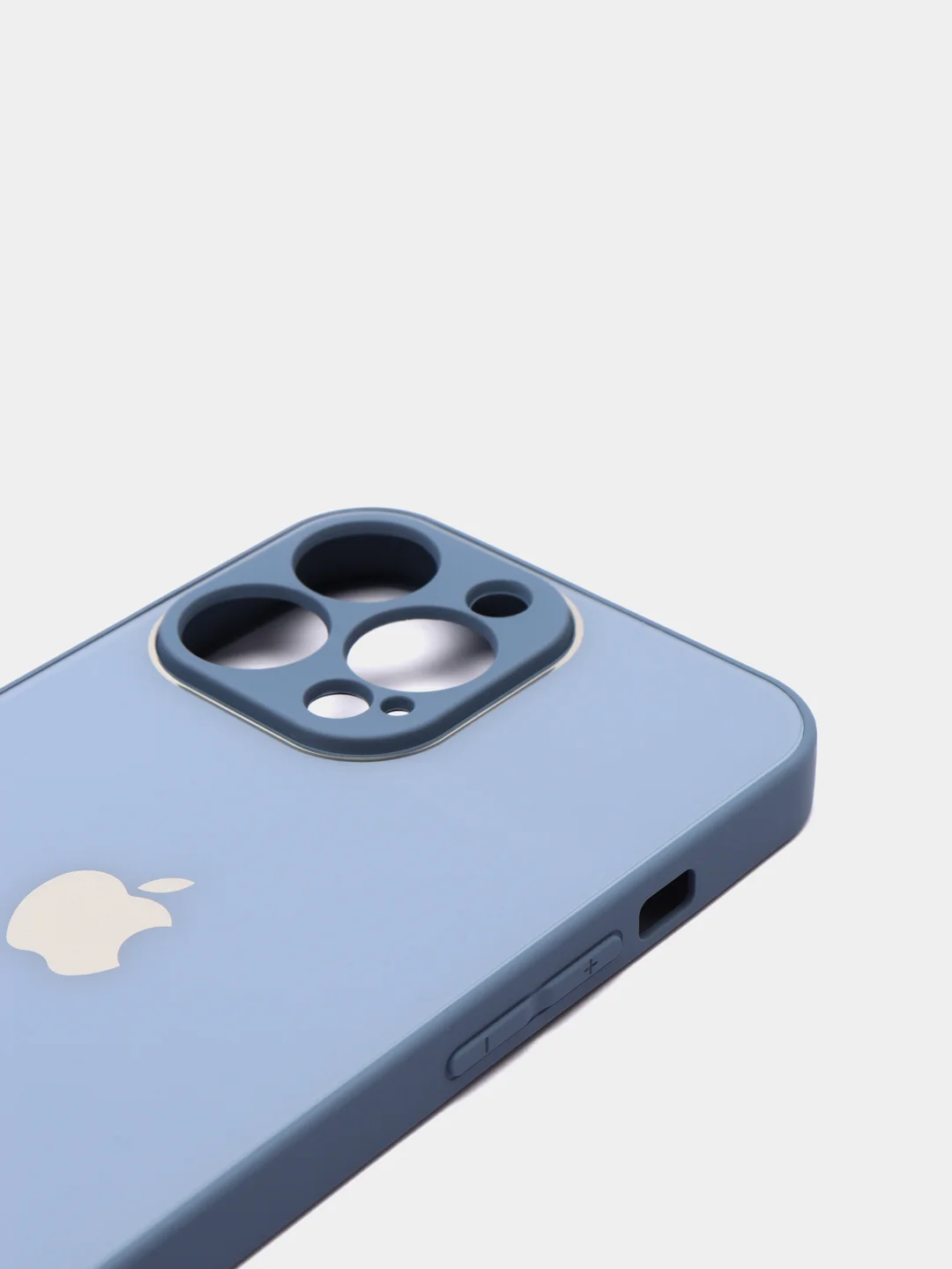 Небесно-голубой чехол силиконовый со стеклянной панелью для iPhone 13 Pro