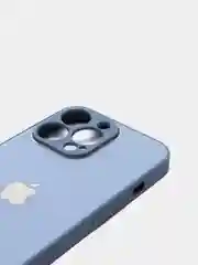 Небесно-голубой чехол силиконовый со стеклянной панелью для iPhone 13 Pro