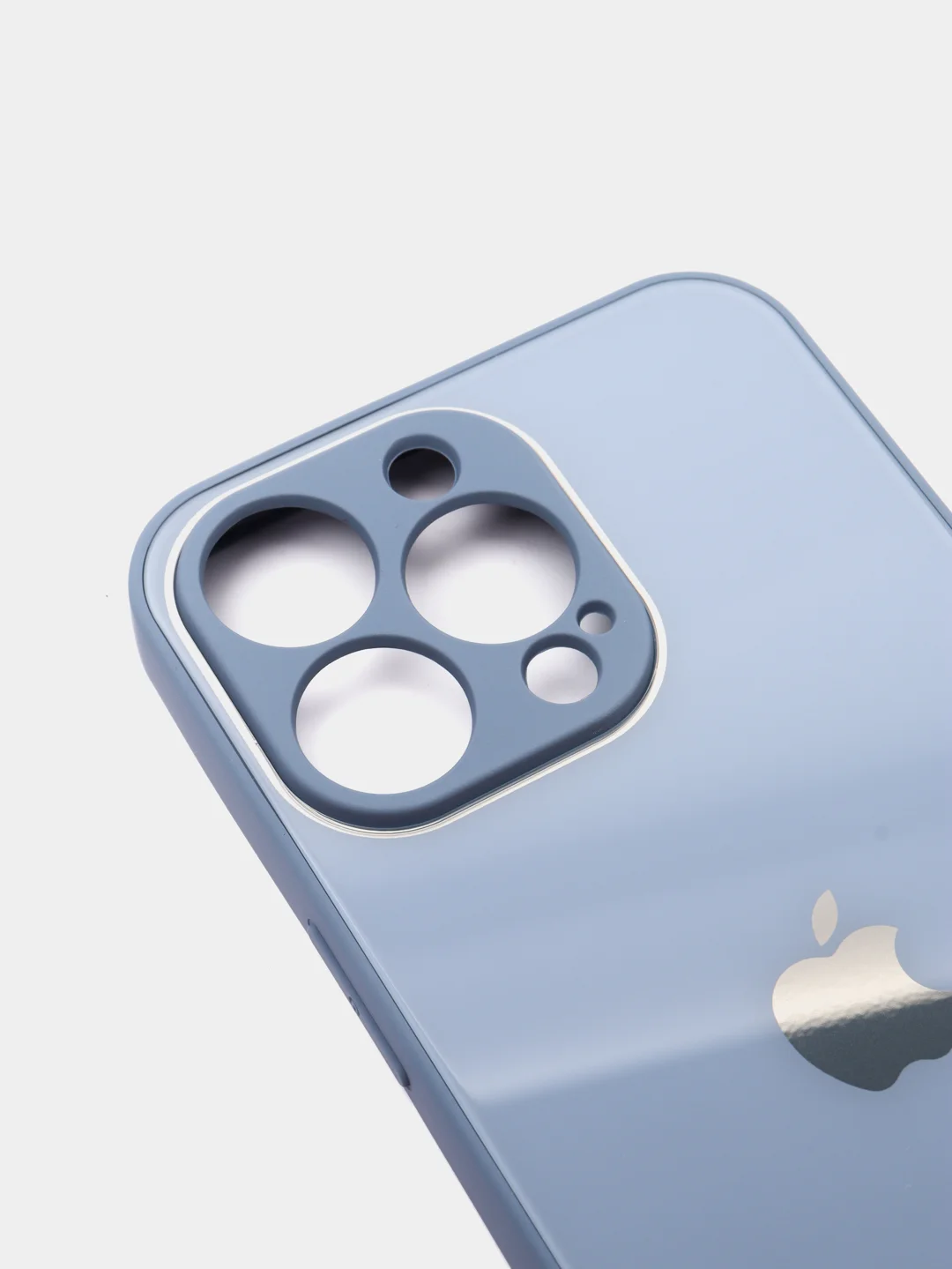 Небесно-голубой чехол силиконовый со стеклянной панелью для iPhone 13 Pro