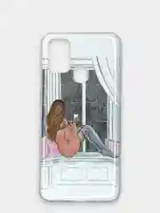 Бежевый чехол Samsung Galaxy M31, Самсунг Галакси М31 с рисунком
