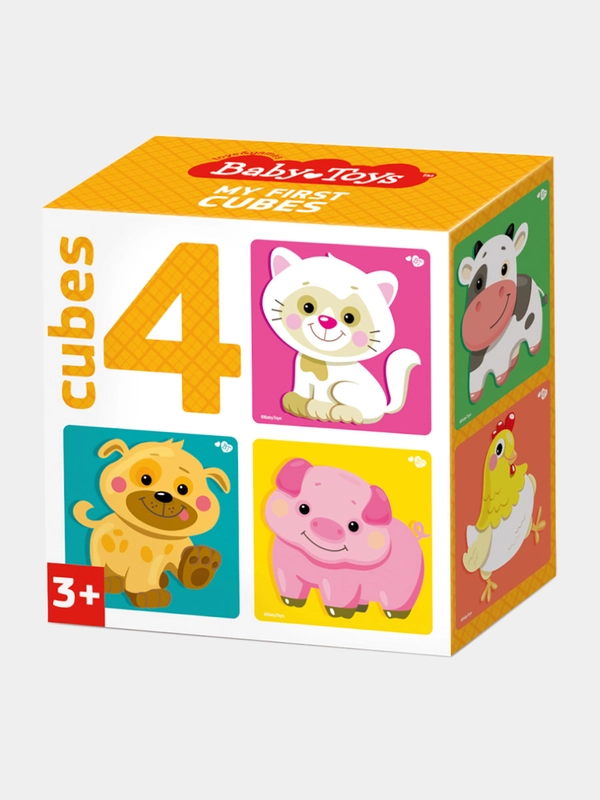 Кубики "Домашние животные" (без обклейки) 4 шт Baby Toys