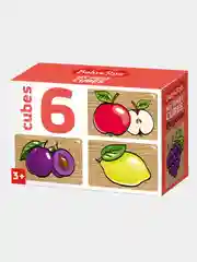 Кубики Baby Toys "Фрукты", без обклейки, 6 штук