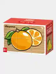 Кубики Baby Toys "Фрукты", без обклейки, 6 штук