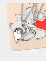 Серебряный парные кулоны для влюбленных "I LOVE YOU"