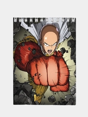Блокнот по аниме "One punch man" (Ванпанчмен / Человек одного удара) с обложкой из картона