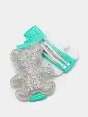 Серебряный заколоки на первые хвостики "Мишка", 2 шт