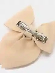 Бежевый заколка из замши, с натуральным мехом