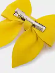Желтый заколка из замши, с натуральным мехом