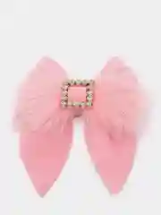Розовый заколка из замши, с натуральным мехом