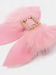 Розовый заколка из замши, с натуральным мехом