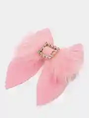 Розовый заколка из замши, с натуральным мехом