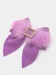 Фиолетовый заколка из замши, с натуральным мехом
