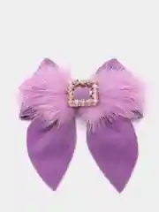 Фиолетовый заколка из замши, с натуральным мехом