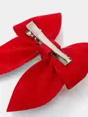 Красный заколка из замши, с натуральным мехом