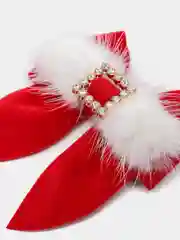 Красный заколка из замши, с натуральным мехом