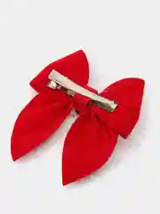 Красный заколка из замши, с натуральным мехом