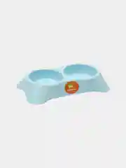 Голубой миска для животных, пластиковая, двойная