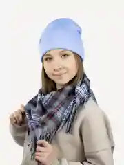 Тёмно-серый платок LERAY "Джуниор", кашемир, клетка, 73*73 см