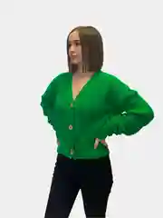 Зеленый кардиган вязаный женский, свободный крой