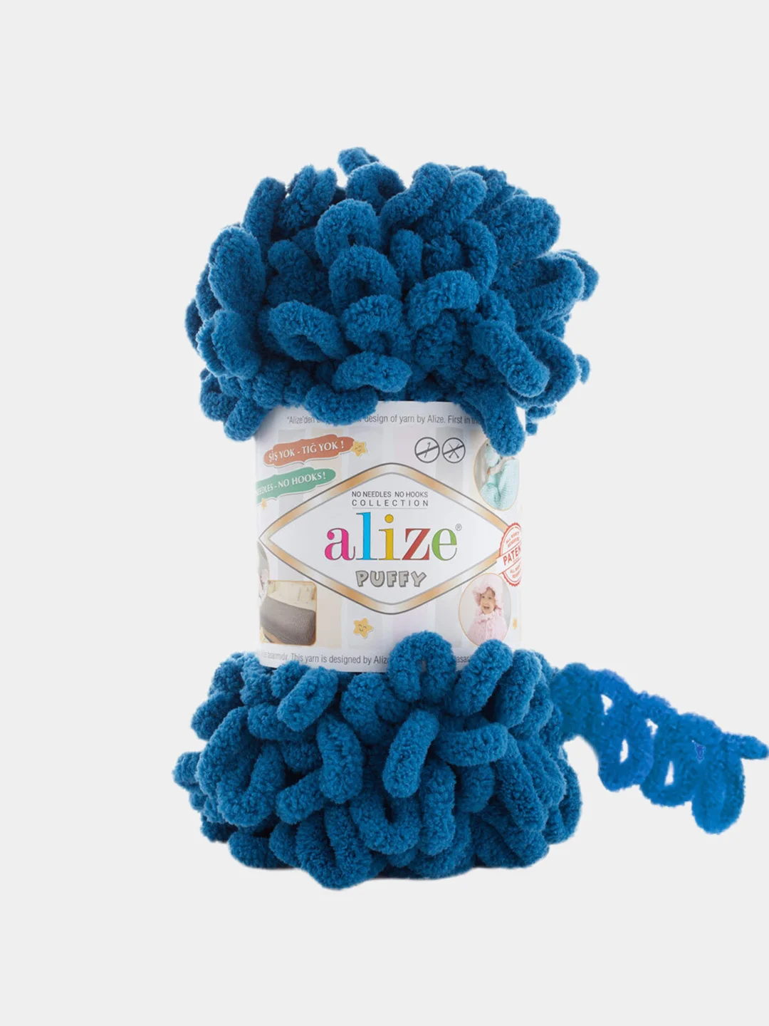 Синий меланж пряжа Alize puffy петельки