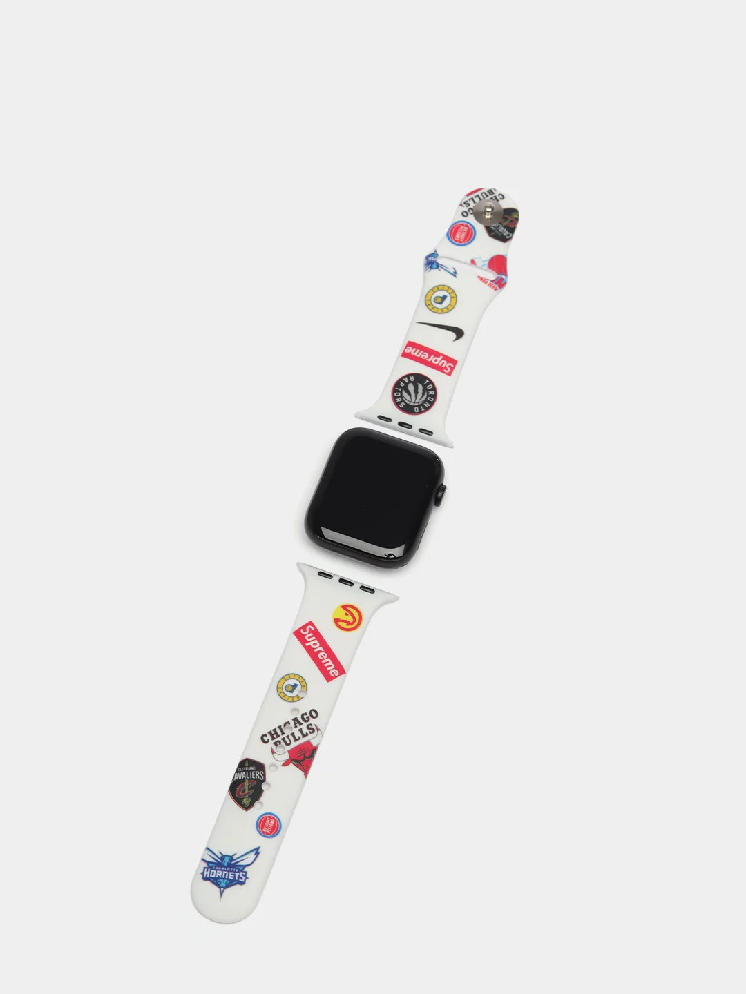 Серый металлик ремешок силиконовый с рисунком для Apple Watch