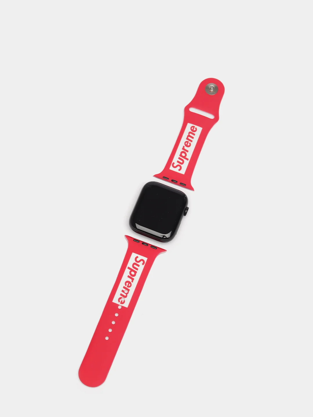 Алый ремешок силиконовый с рисунком для Apple Watch