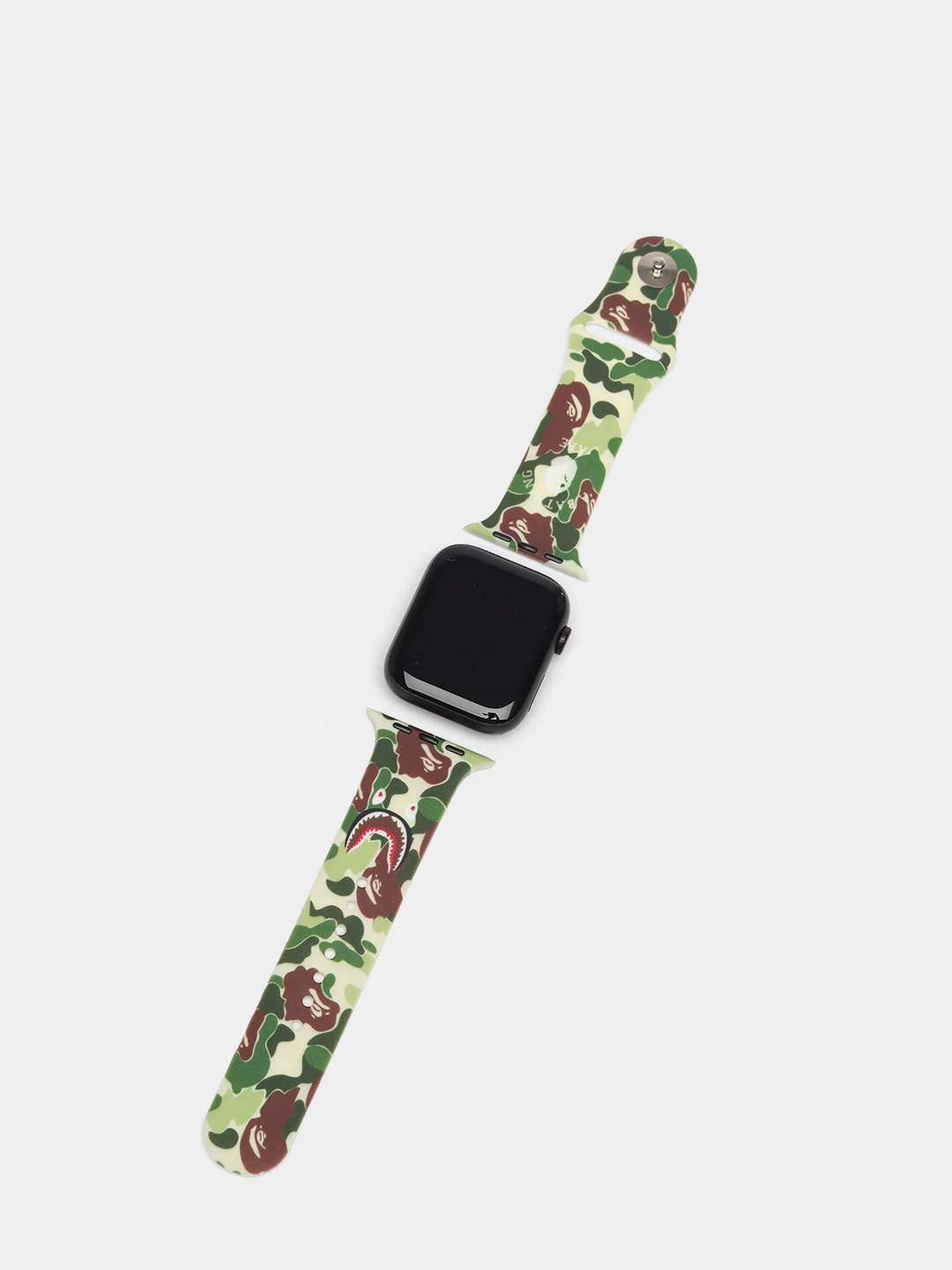 Зелёный хаки ремешок силиконовый с рисунком для Apple Watch