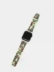 Зелёный хаки ремешок силиконовый с рисунком для Apple Watch