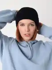 Черный шапка женская вязаная утепленная