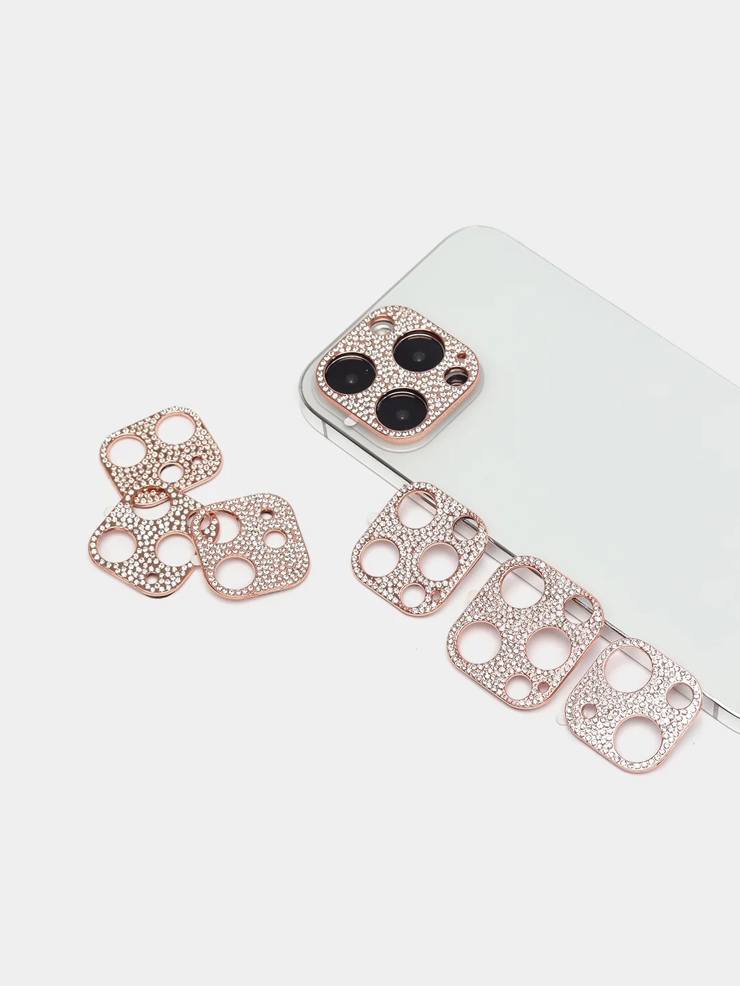 Розовый защита камеры, защитное стекло, накладка со стразами на камеру iPhone 11 / 12/ 13
