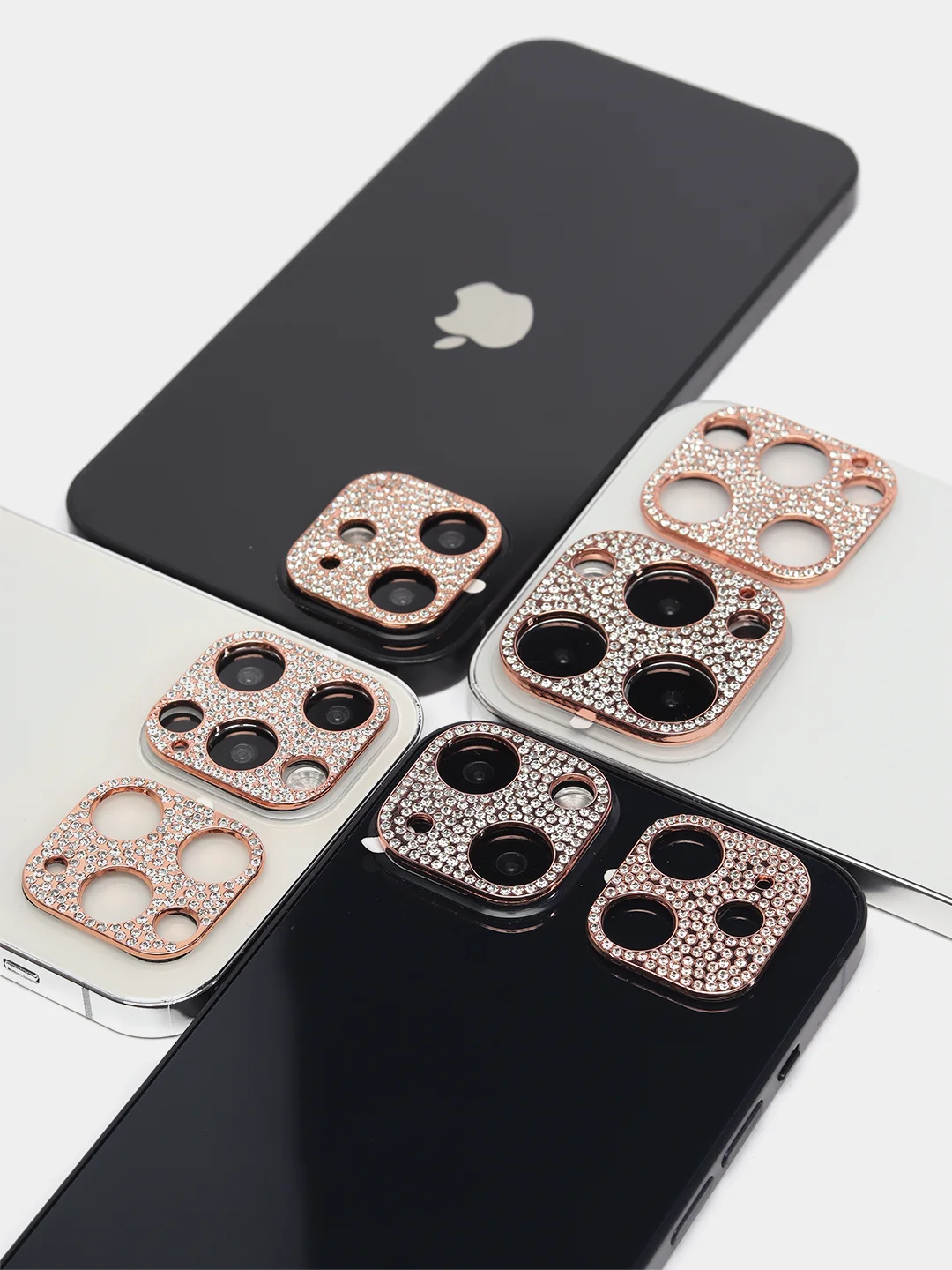 Розовый защита камеры, защитное стекло, накладка со стразами на камеру iPhone 11 / 12/ 13