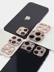 Розовый защита камеры, защитное стекло, накладка со стразами на камеру iPhone 11 / 12/ 13