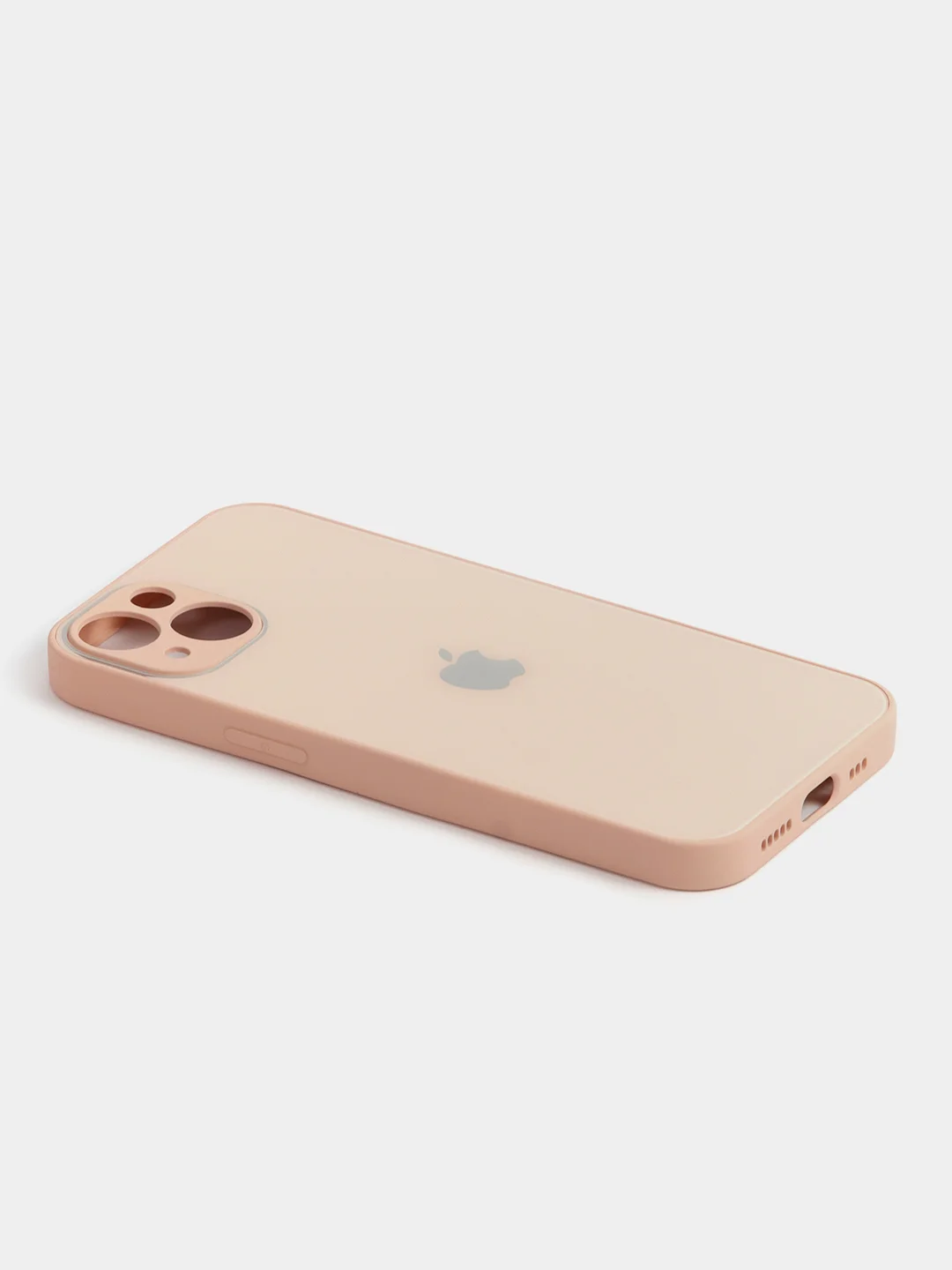 Кремовый чехол силиконовый со стеклянной панелью для iPhone 13