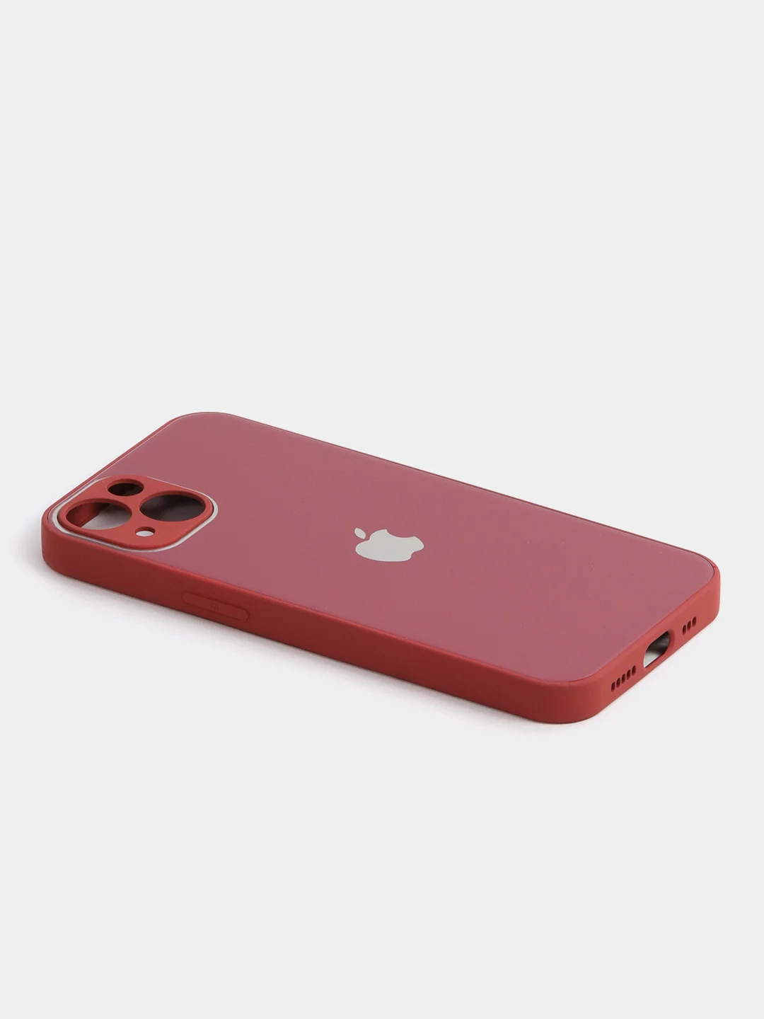 Бордовый чехол силиконовый со стеклянной панелью для iPhone 13