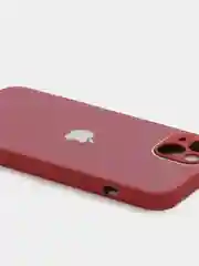 Бордовый чехол силиконовый со стеклянной панелью для iPhone 13