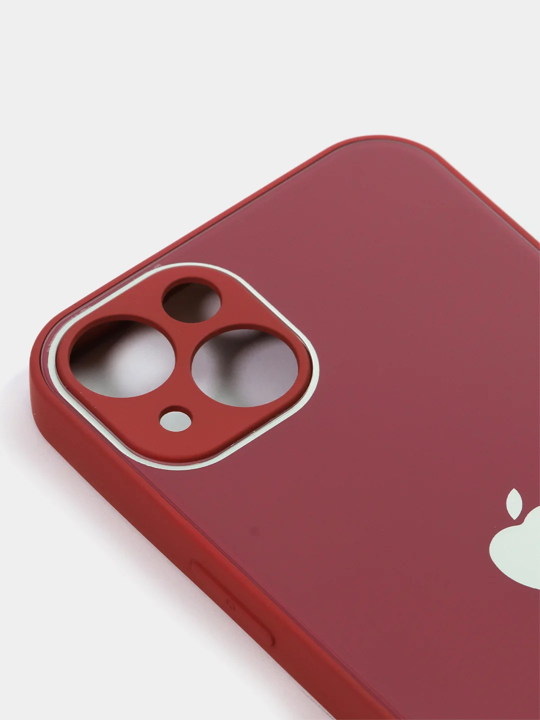Бордовый чехол силиконовый со стеклянной панелью для iPhone 13