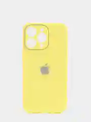 Светло-жёлтый чехол силиконовый со стеклянной панелью для iPhone 13 Pro