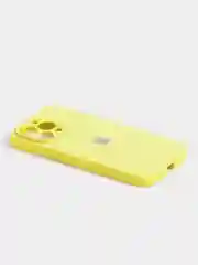 Светло-жёлтый чехол силиконовый со стеклянной панелью для iPhone 13 Pro