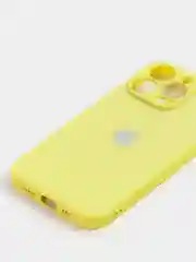 Светло-жёлтый чехол силиконовый со стеклянной панелью для iPhone 13 Pro