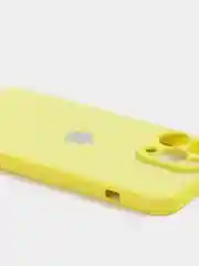 Светло-жёлтый чехол силиконовый со стеклянной панелью для iPhone 13 Pro