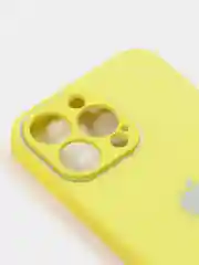 Светло-жёлтый чехол силиконовый со стеклянной панелью для iPhone 13 Pro
