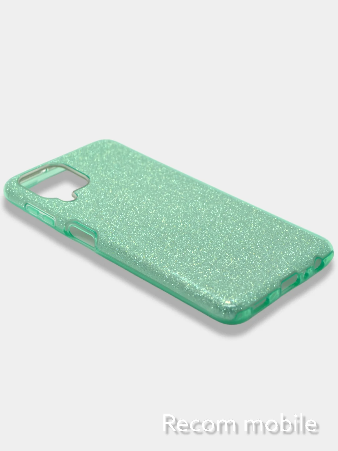 Бирюзовый чехол блестящий Samsung Galaxy A22 4G, M22, M32 накладка с блёстками
