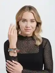 Бирюзовый комплект из 3 браслетов с бусинками