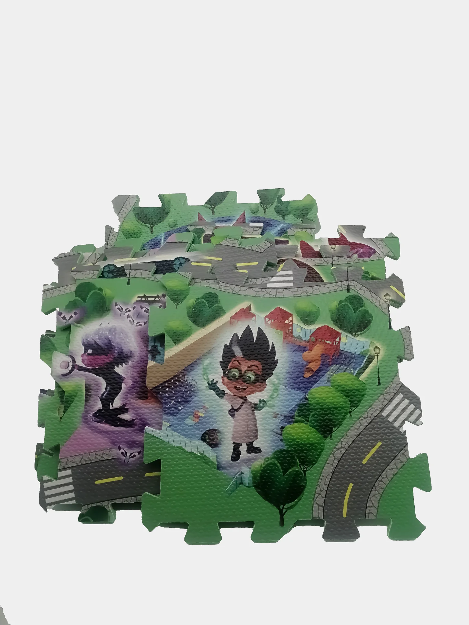 Коврик-пазл PJ Masks Город Героев 9 сегментов в короб