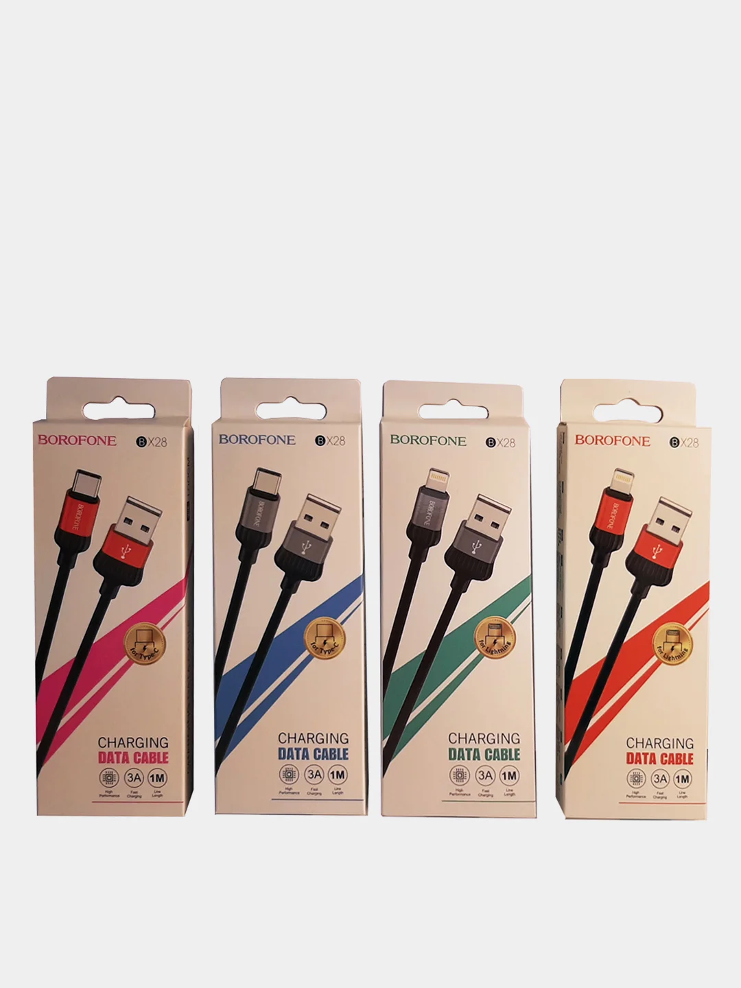 Кабель USB для зарядки и передачи данных BOROFONE BX28 1м, 3A для Micro, Type-C, Lightning