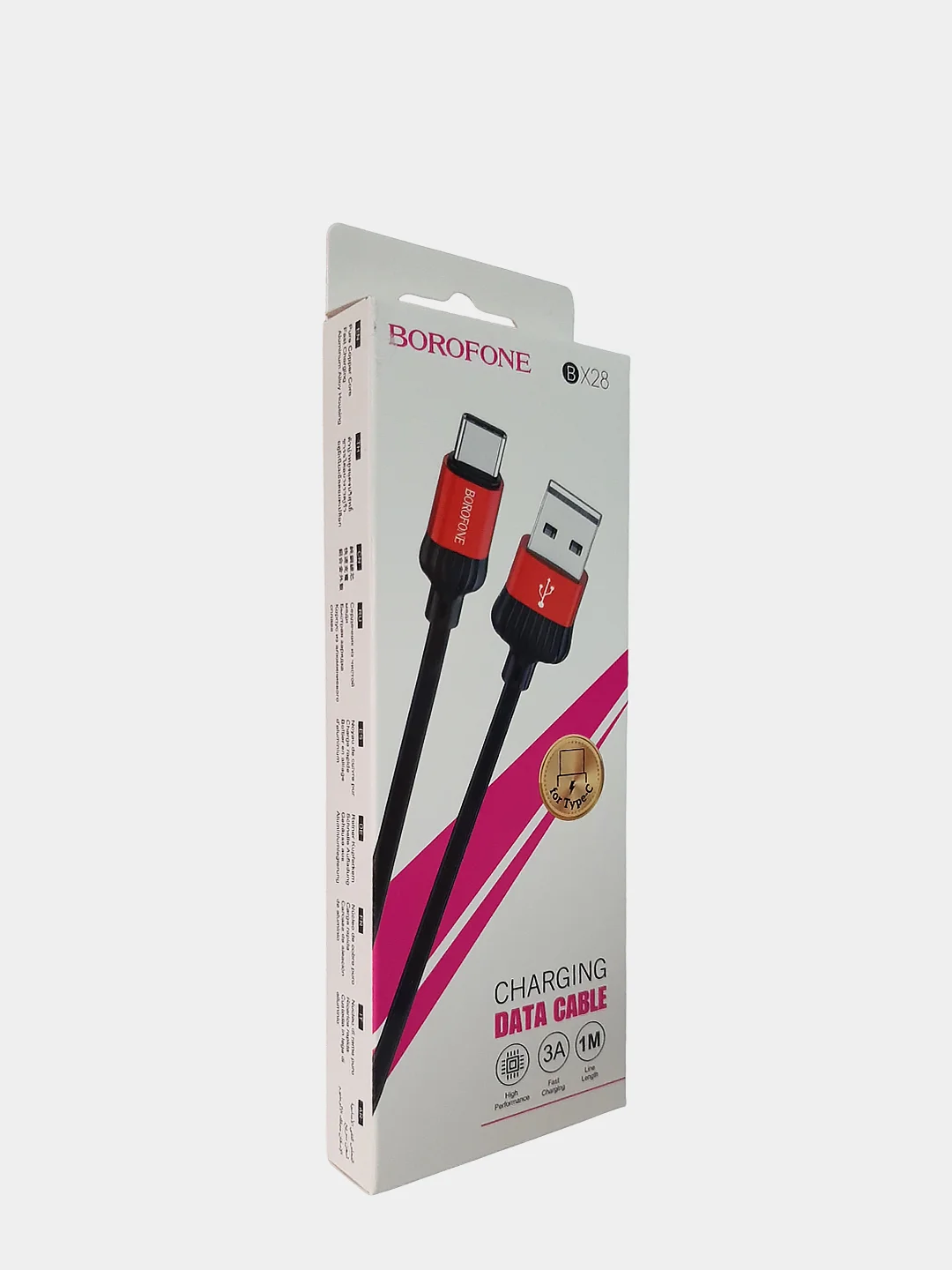 Красный кабель USB для зарядки и передачи данных BOROFONE BX28 1м, 3A для Micro, Type-C, Lightning